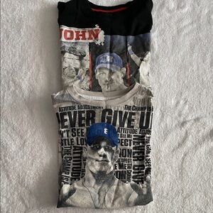 Graphic Long Sleeve Shirt with Blue Sleeves